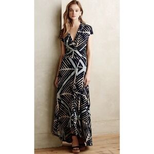 Maeve Anthropologie Desert Star Maxi Dress Sz S Blue Geometric